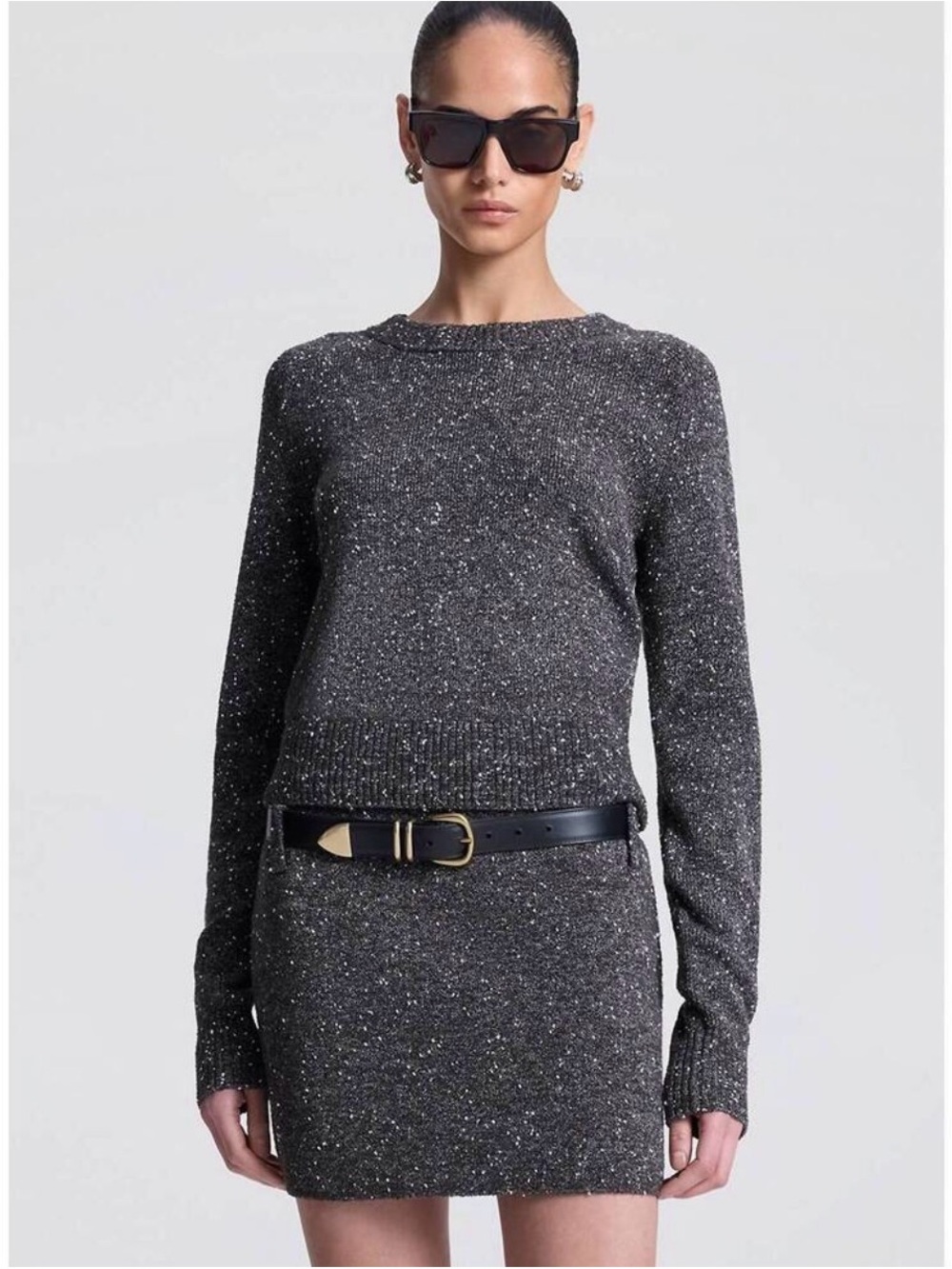 NWT A.L.C. Charcoal/Dark Boucle Tweed Zoe Sweater Size Small